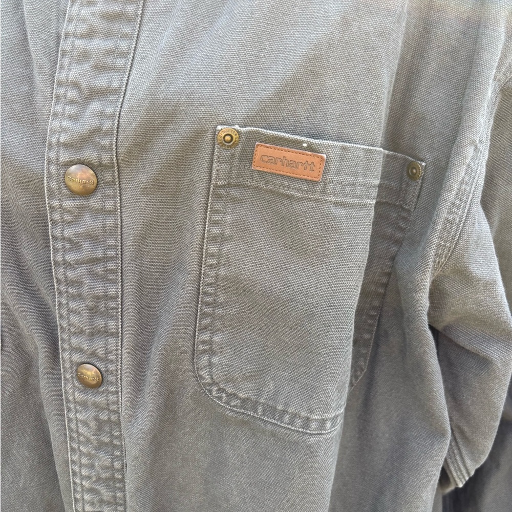 Vintage Carhartt flannel lined shirt jacket sz M - Picture 2 of 8